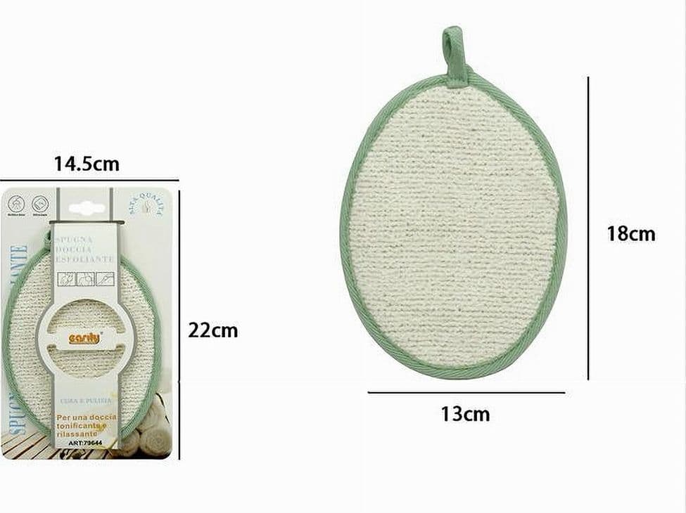 SPUGNA PER DOCCIA BAGNO ESFOLIANTE CURA DI PELLE CORPO 13X18CM VERDE OVALE 79644 - 2