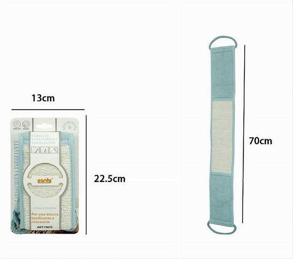 FASCIA SPUGNA LAVASCHIENA ESFOLIANTE BAGNO DOCCIA STRISCIA LAVA SCHIENA AZZURRO 79670 - 2