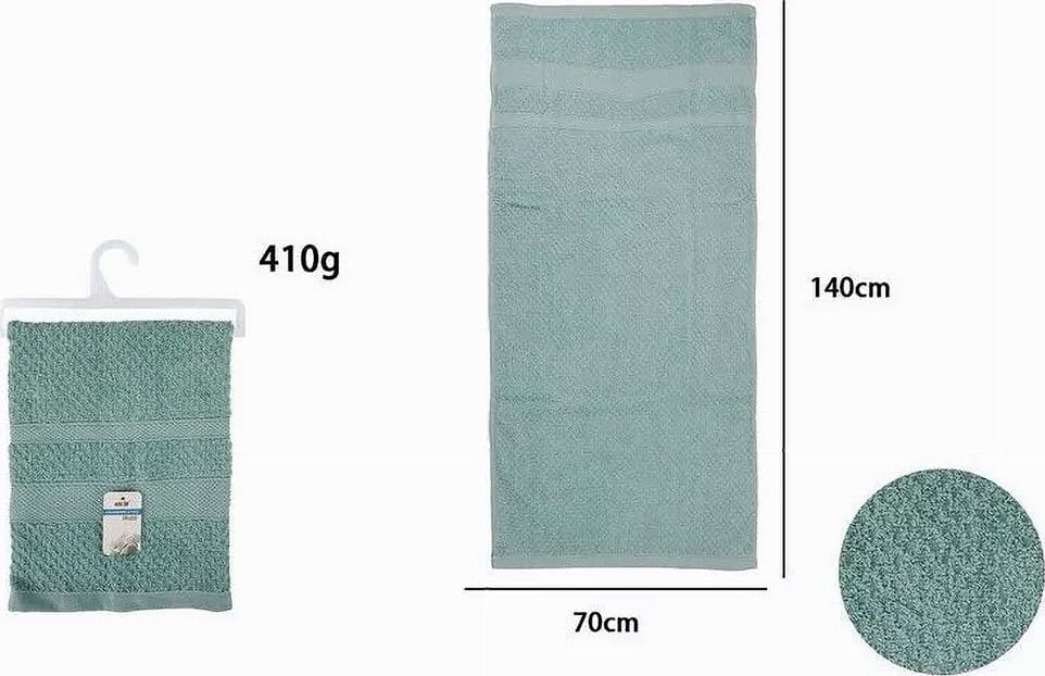 ASCIUGAMANO DA BAGNO TELO IN COTONE MORBIDA 70X140CM 410GR COLORE CELESTE 79498 - 2