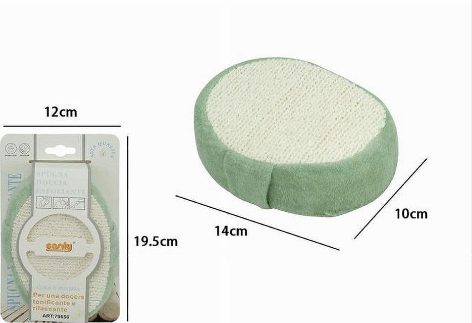 SPUGNA DA DOCCIA BAGNO ESFOLIANTE SCRUB PELLE CORPO OVALE CON FASCIA VERDE 79656 - 2