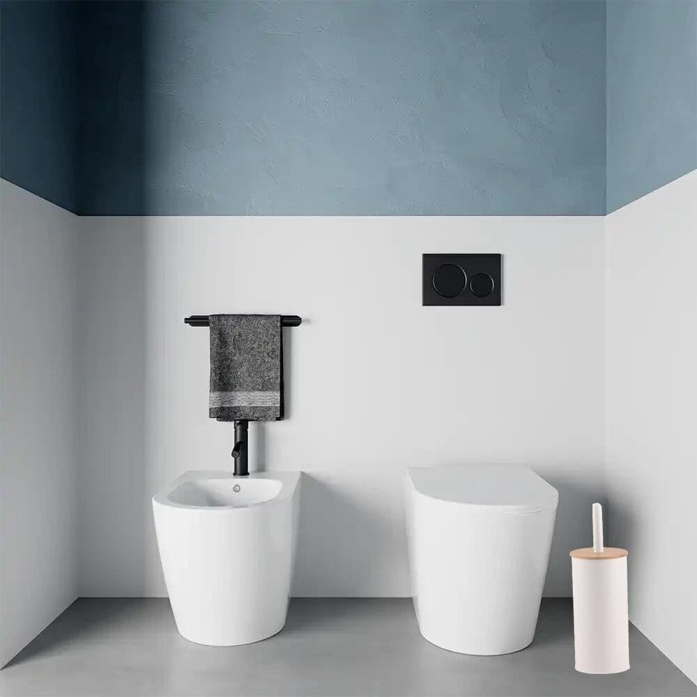 SCOPINO DA BAGNO CON PORTASCOPINO BIANCO LEGNO MODERNO DA WC SPAZZOLONE 87459 - 6