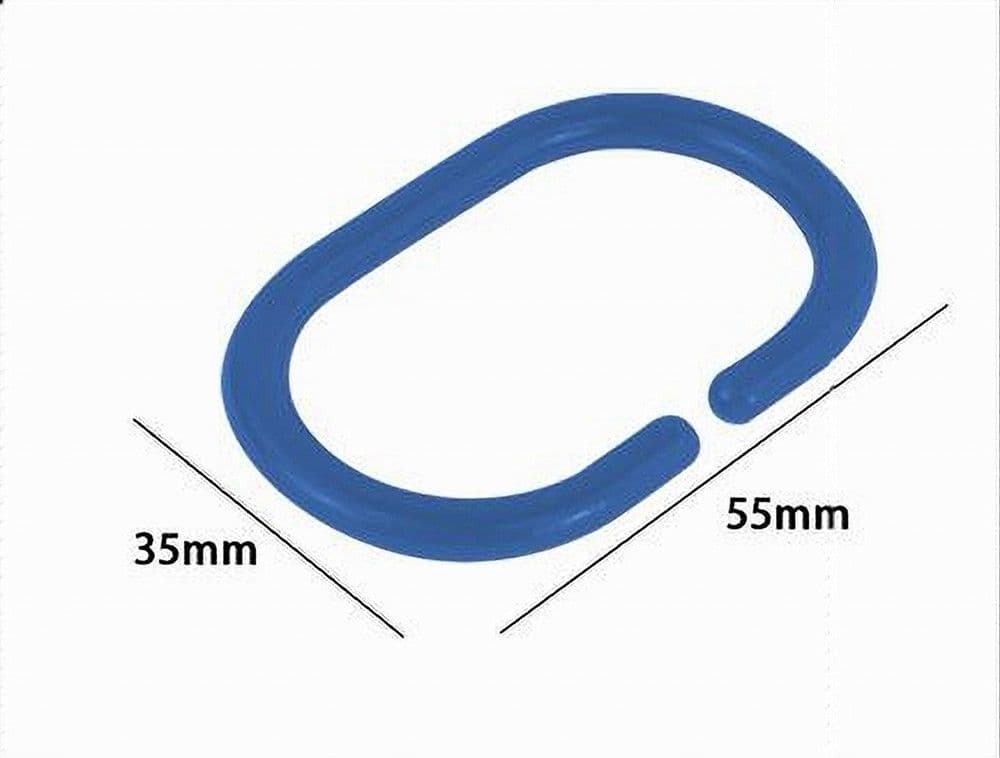 SET 12 PZ ANELLI GANCIO PER TENDA DA DOCCIA BOX BAGNO IN PLASTICA PP BLU 87240 - 4