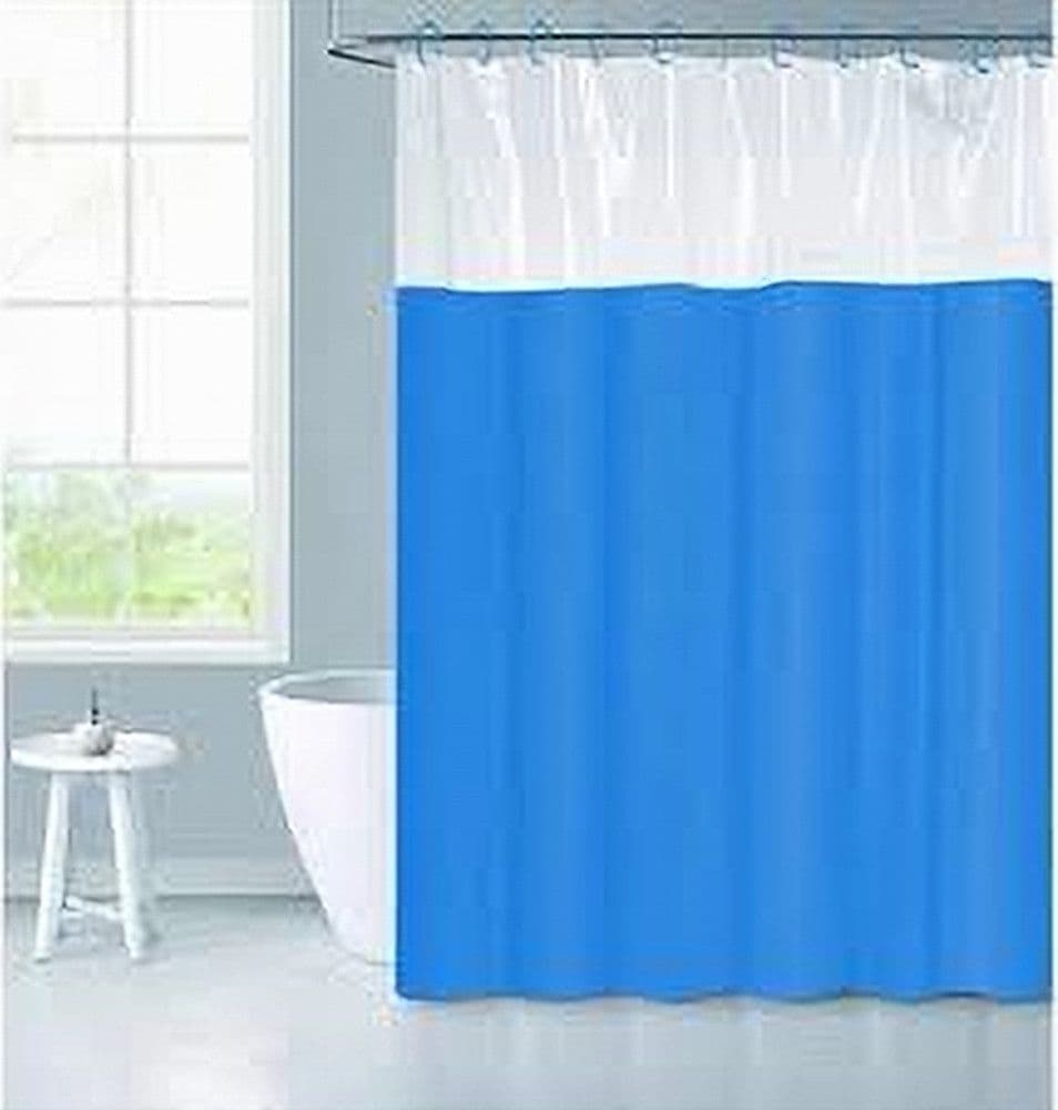 TENDA DOCCIA VASCA BAGNO PEVA CON 12 GANCI 180 X 200CM TRASPARENTE CELESTE 69494 - 3