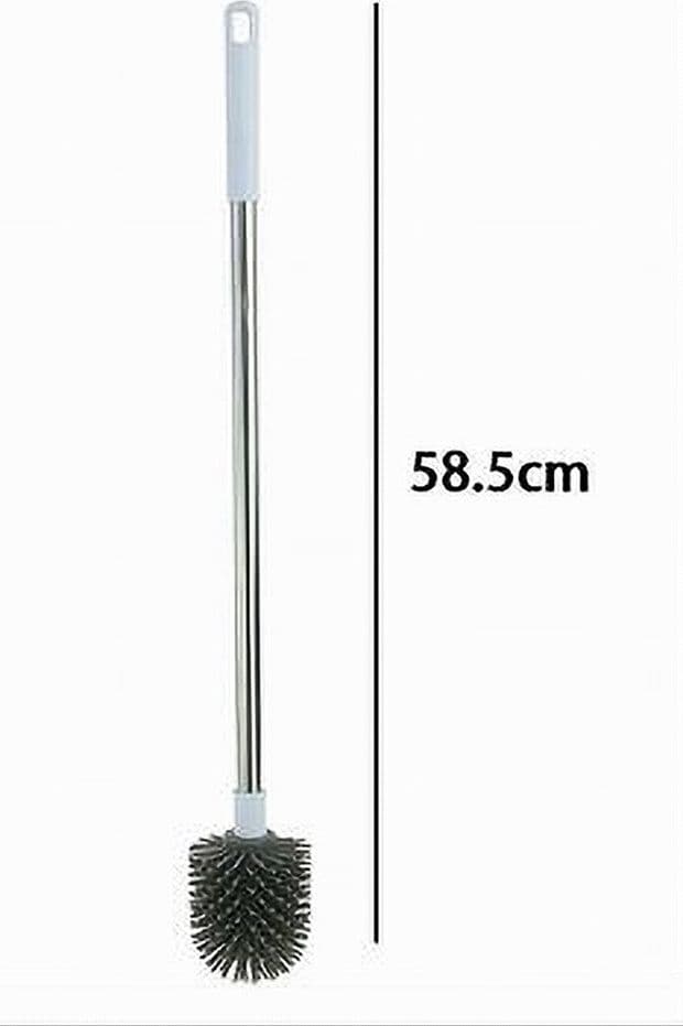 SCOPINO WC SPAZZOLA BAGNO SETOLE IN SILICONE MANICO ACCIAIO PLASTICA LUNGO 87623 - 2