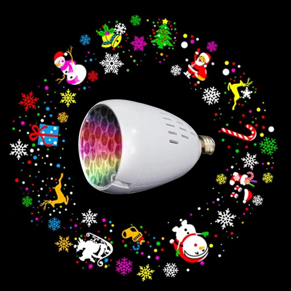 PROIETTORE LUCI ROTAZIONE AUTOMATICA E27 DA 4W PER ESTERNI DECORAZIONI NATALIZIE - 6