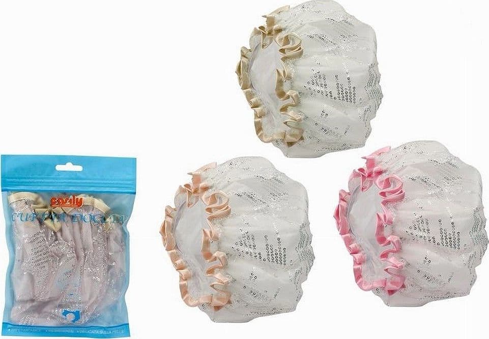 SET 2 PZ CUFFIA DOCCIA BAGNO ELASTICO BORDINO PAILLETTES PROTEGGE CAPELLI 79479 - 2