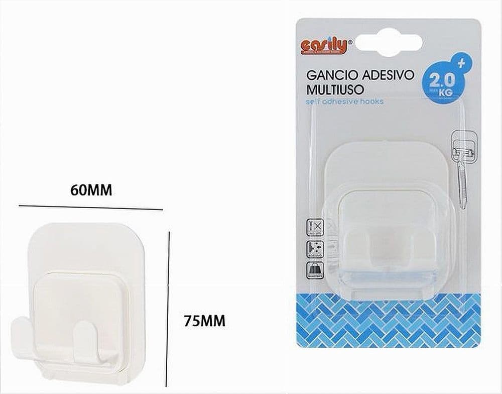 GANCIO DOPPIO ADESIVO A PARETE MULTIUSO PER BAGNO CASA CUCINA TRASPARENTE 87361 - 2