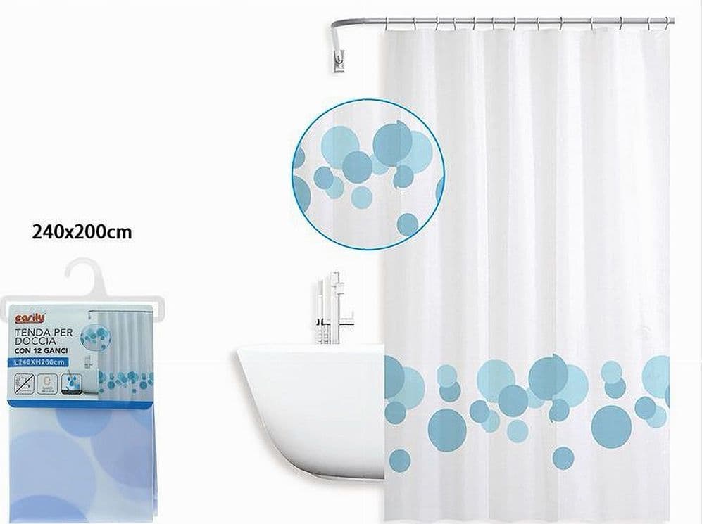 TENDA PER DOCCIA VASCA BAGNO DESIGN CON CERCHI BICOLORE 240X200CM 12 GANCI 87600 - 2