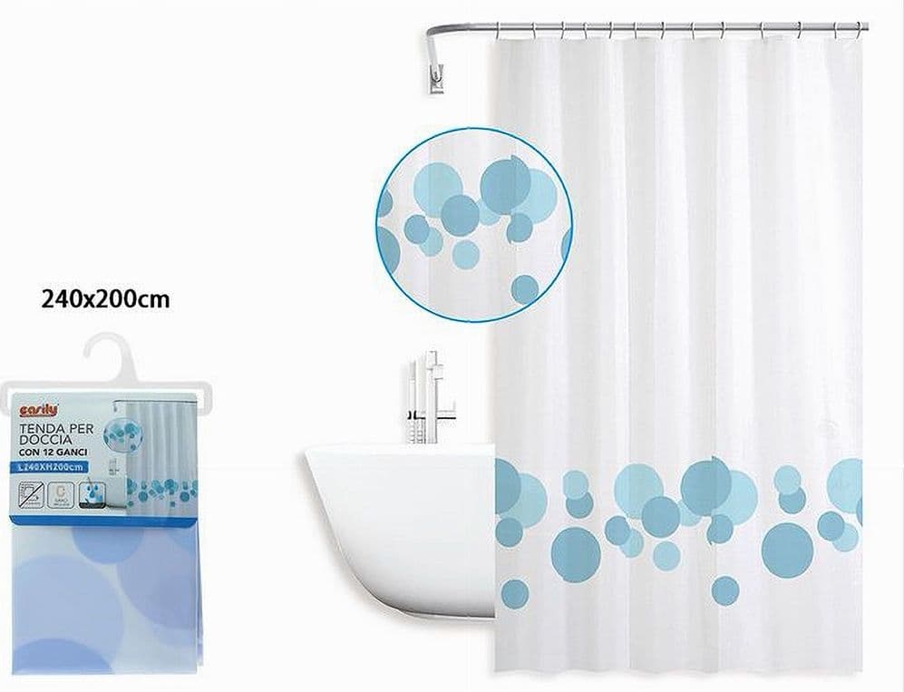 TENDA PER DOCCIA VASCA BAGNO DESIGN CON CERCHI BICOLORE 240X200CM 12 GANCI 87600 - 2