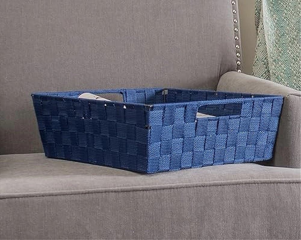 PORTA OGGETTI BLU CESTO IN TESSUTO INTRECCIATO 38 X 26 X 13CM CON MANIGLIE 79034 - 4