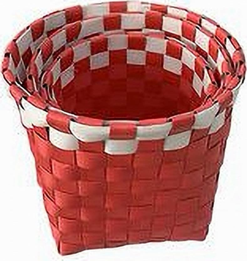 SET 3 CESTINI PORTA OGGETTI ORGANIZER TESSUTO BAGNO ROTONDI ROSSO BIANCO 59077 - 3