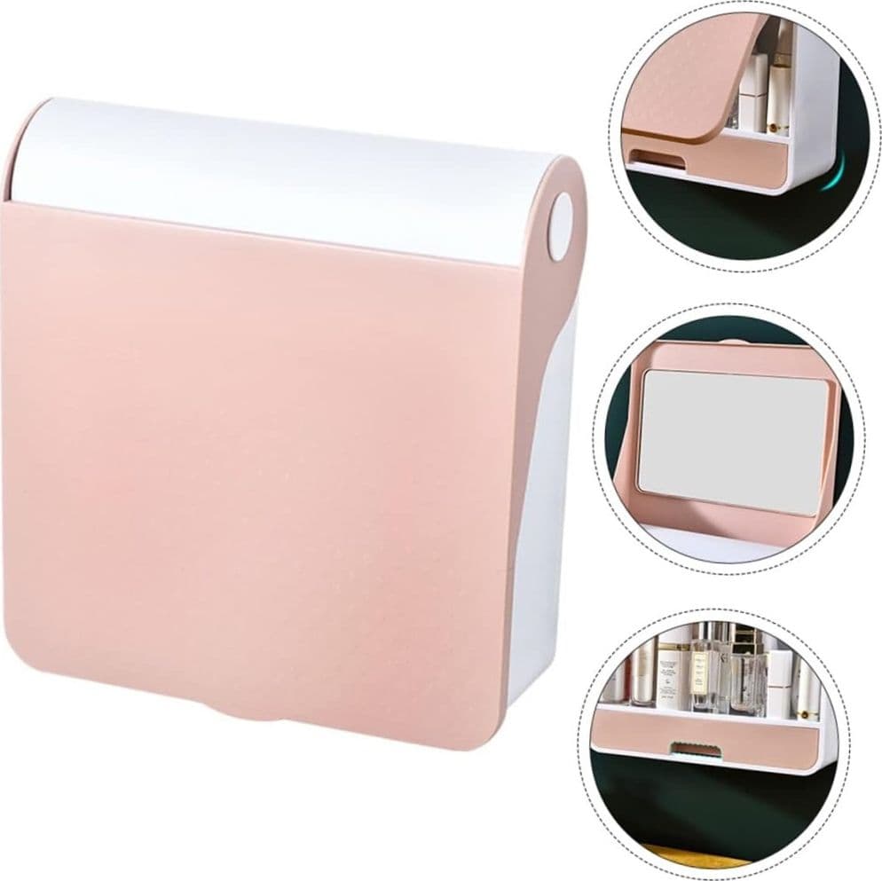 SCATOLA ESPOSITORE ORGANIZER TRUCCO CONTENITORE PER COSMETICI PORTA TRUCCHI ROSA - 9