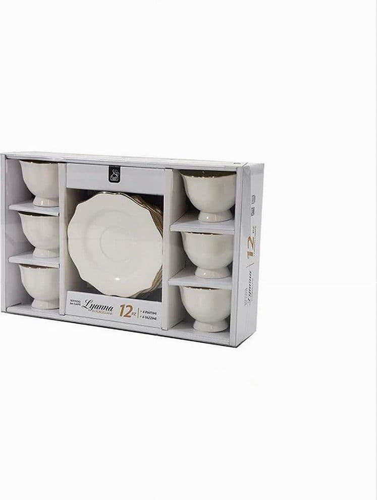SET 12PZ SERVIZIO DA TÈ O CAFFÈ CON 6 PIATTINI + 6 TAZZE ASSORTITI IN PORCELLANA - 3