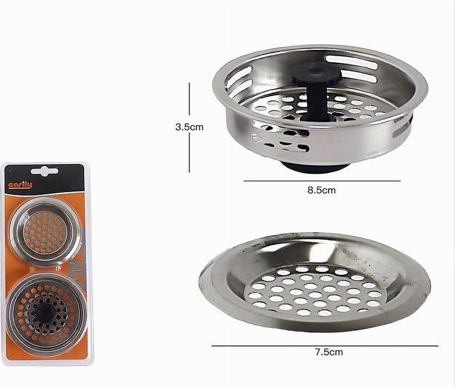 SET 2PZ TAPPI TAPPO FILTRO UNIVERSALE GRIGLIA LAVANDINO PER LAVELLO LAVABO 10400 - 2