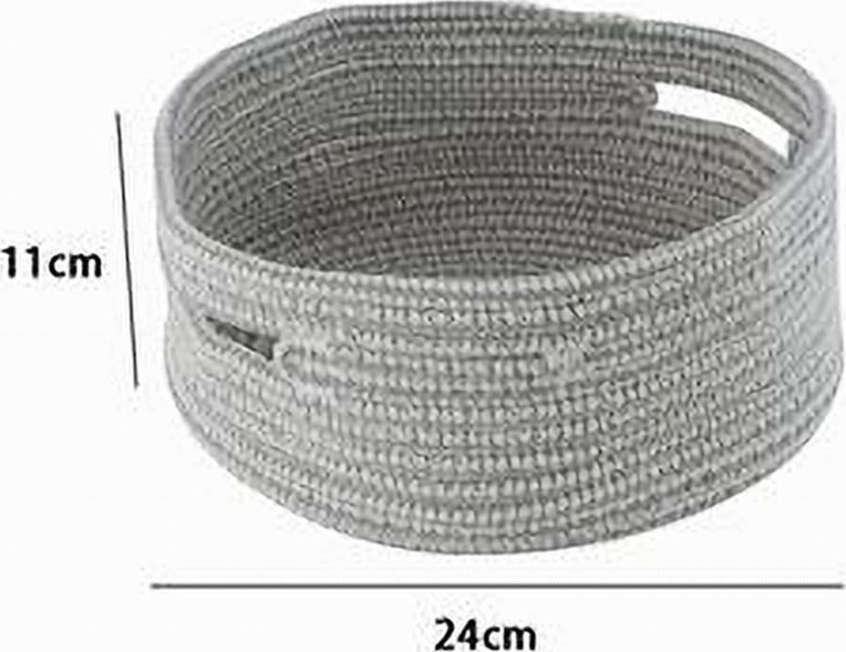 CESTINO PORTA OGGETTI CON MANICI CESTO TESSUTO INTRECCIATO ROTONDO 24X11CM 10638 - 2