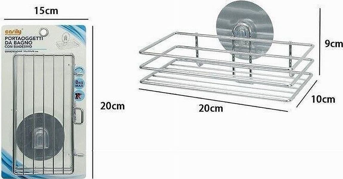MENSOLA RETTANGOLARE PORTA OGGETTI DA BAGNO MONTAGGIO PARETE CON BIADESIVO 79839 - 2