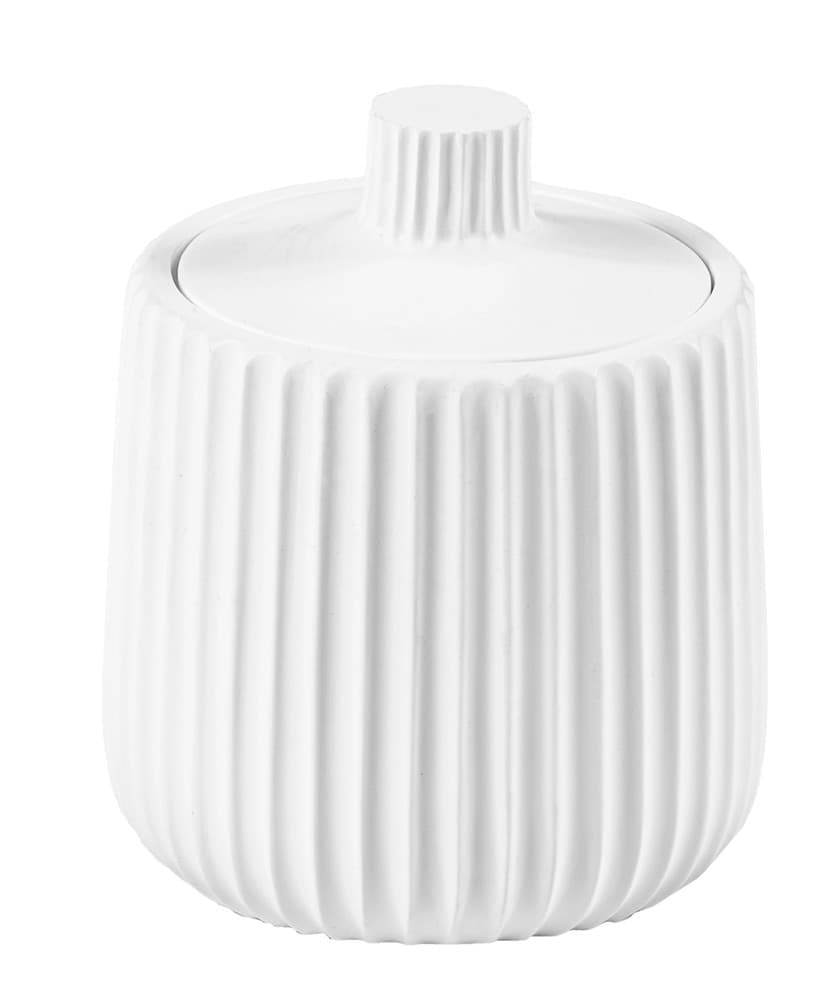 CONTENITORE PORTA COTTON FIOC DECORO PLISSÈ BIANCO ROTONDO ORGANIZER BAGNO 10329 - 4
