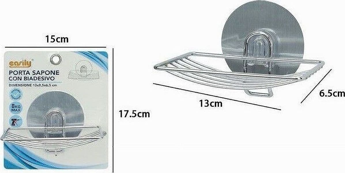PORTA SAPONE SAPONETTA MONTAGGIO A PARETE CON BIADESIVO ACCESSORIO BAGNO 79838 - 2
