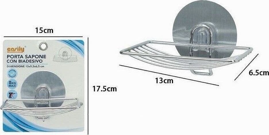 PORTA SAPONE SAPONETTA MONTAGGIO A PARETE CON BIADESIVO ACCESSORIO BAGNO 79838 - 2