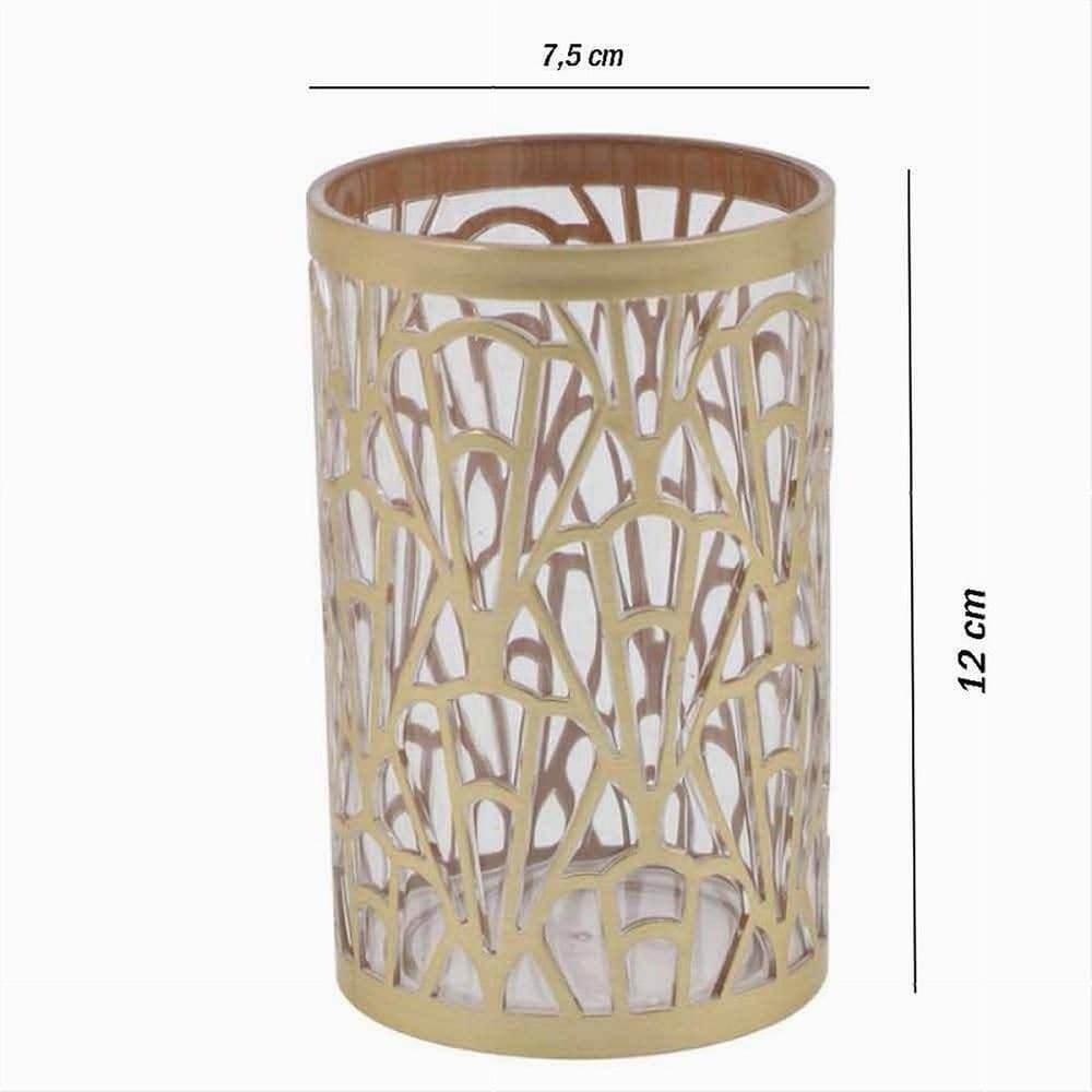 BICCHIERE PORTA SPAZZOLINI ACCESSORIO BAGNO ORO STILE CONTEMPORANEO ARREDO 59098 - 3