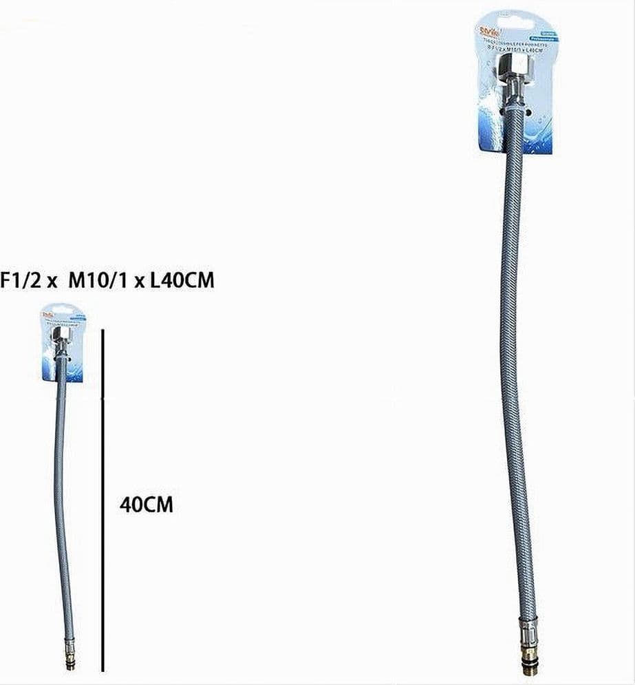 TUBO FLESSIBILE FLESSIBILI RUBINETTO MISCELATORE ACQUA 40 CM F1/2 X M10/1 87369 - 2