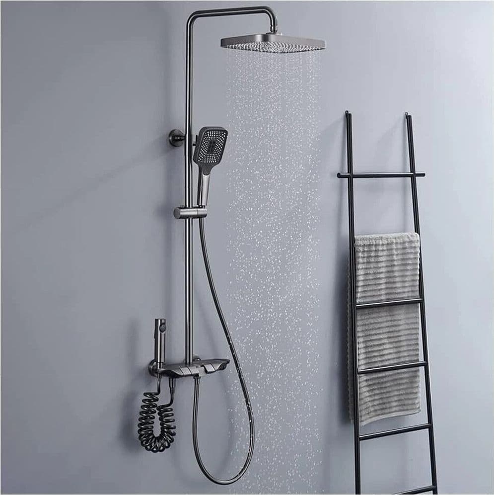 SET SALISCENDI BAGNO COLONNA DOCCIA MISCELATORE RUBINETTO SOFFIONE DOCCETTA BIDET 87346 - 7