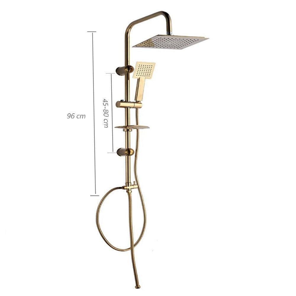 SALISCENDI BAGNO COLONNA DOCCIA MISCELATORE ORO SOFFIONE QUADRATO DOCCETTA 87305 - 8