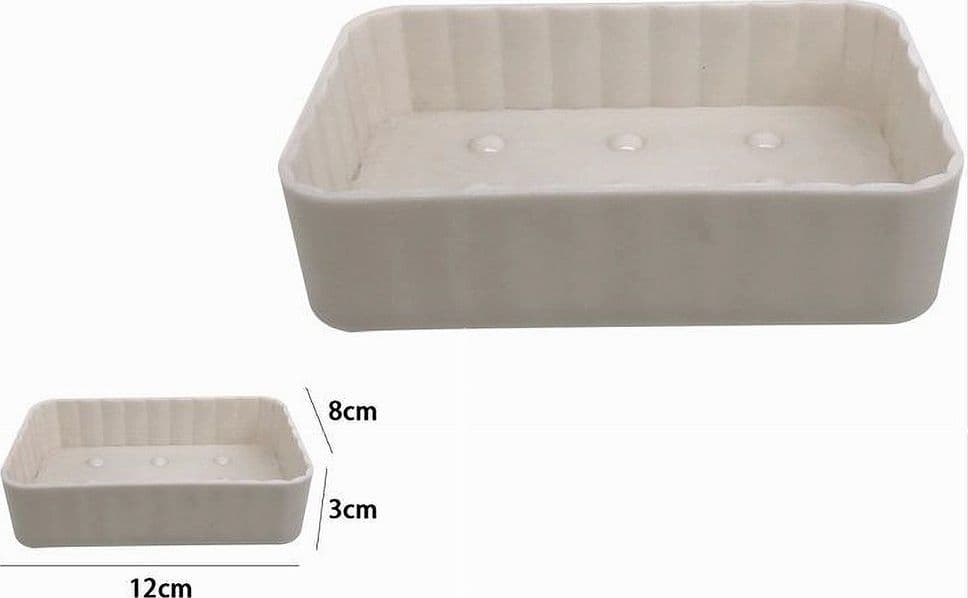 PORTASAPONE SAPONETTA DA BAGNO RETTANGOLARE BIANCO RIGATO ACCESSORI ARREDO 79164 - 3
