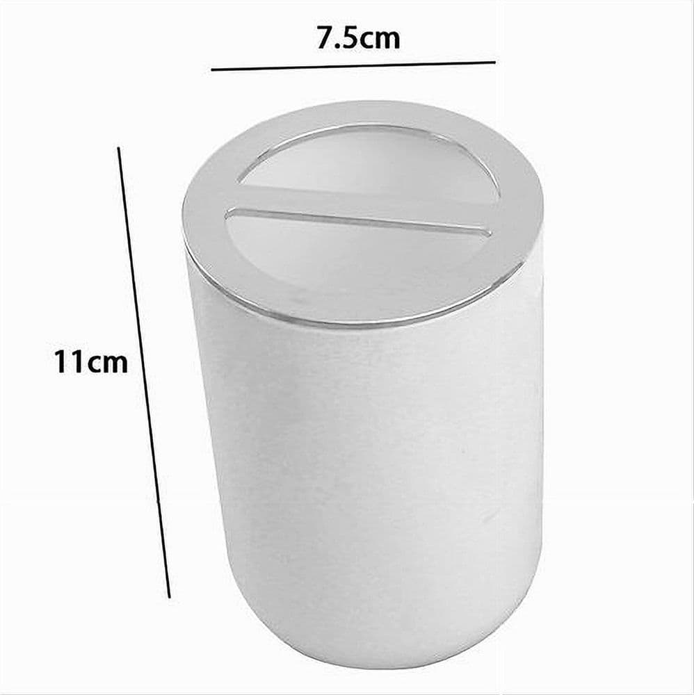 PORTA SPAZZOLINI BICCHIERE ACCESSORIO PER ARREDO BAGNO 2 FORI BIANCO SILVER 69462 - 2