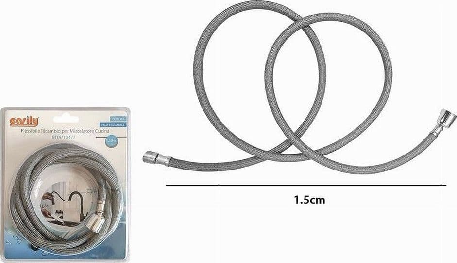 TUBO FLESSIBILE RICAMBIO PER MISCELATORE CUCINA DOCCETTA ESTRAIBILE 1.5MT 59996 - 2