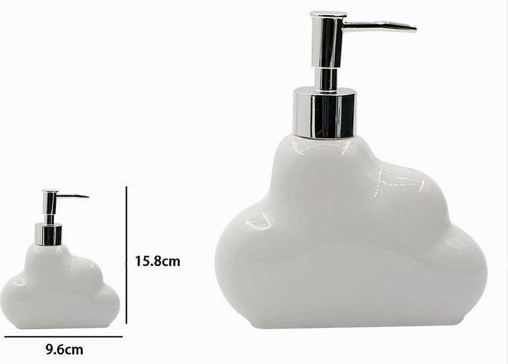DISPENSER SAPONE LIQUIDO IN CERAMICA BIANCA FORMA NUVOLA ACCESSORIO BAGNO 79936 - 3