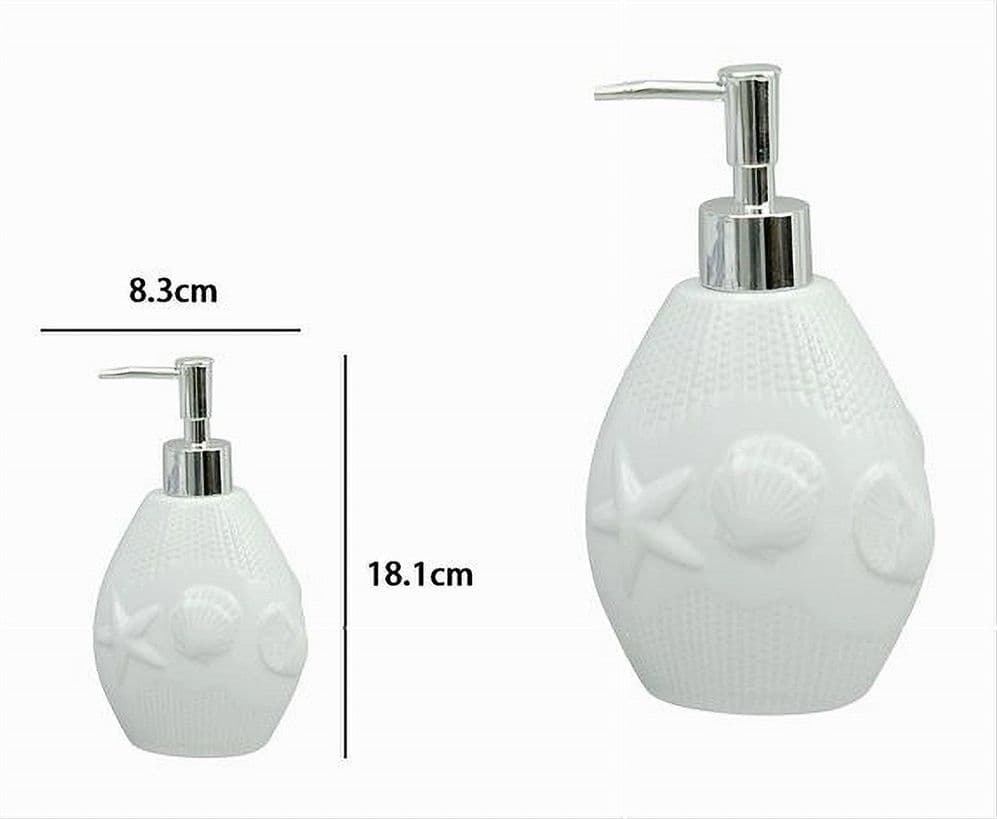DISPENSER PORTA SAPONE LIQUIDO ARREDO BAGNO BIANCA DECORATA STILE MARINO 79281 - 3