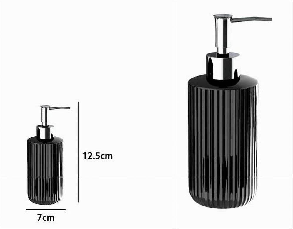 DISPENSER PORTA SAPONE LIQUIDO PORTASAPONE NERO RIGATO ACCESSORIO DA BAGNO 69746 - 2