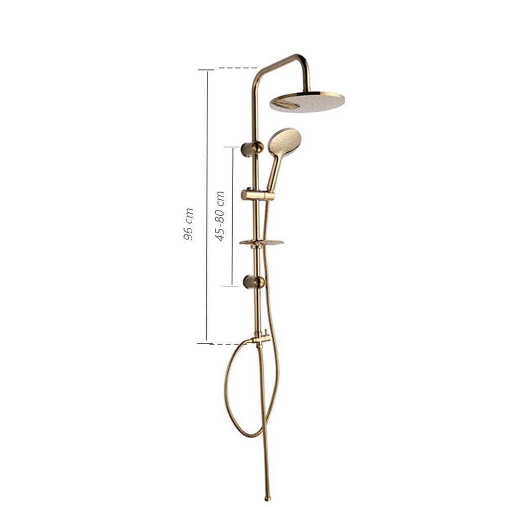 SALISCENDI BAGNO COLONNA DOCCIA MISCELATORE ORO SOFFIONE ROTONDO DOCCETTA 87306 - 8