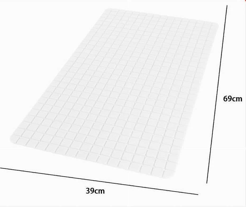 TAPPETO TAPPETINO ANTISCIVOLO BAGNO ARREDO 69X39 CM BIANCO CON QUADRATINI 69816 - 2