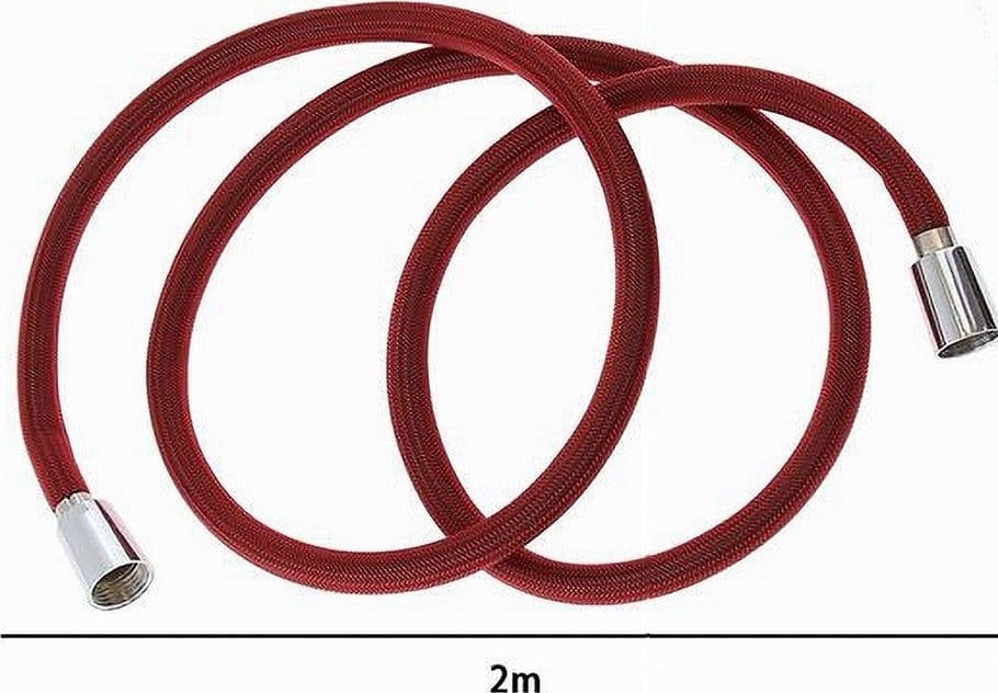 TUBO DOCCIA FLESSIBILE 2 METRI ROSSO 200 CM LACCIO BAGNO PER DOCCETTA BOX 87283 - 2