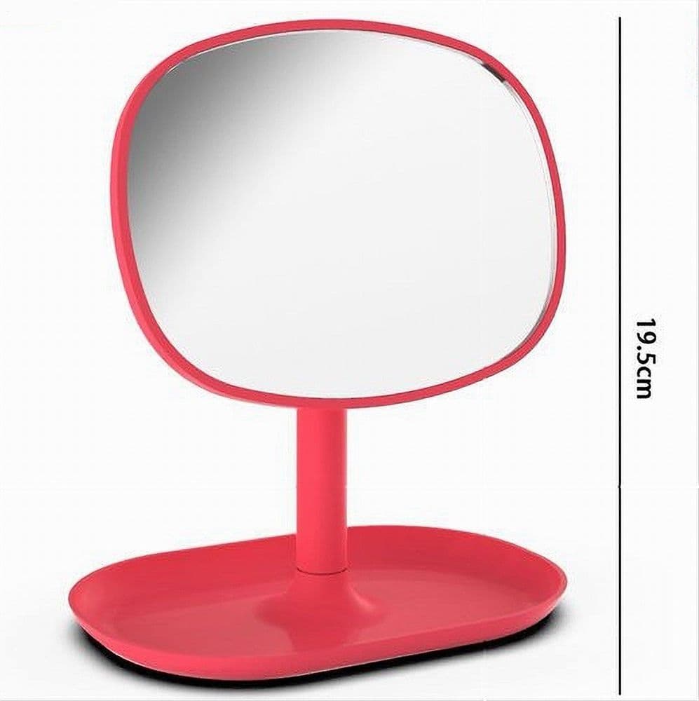 SPECCHIO TRUCCO TAVOLO 19.5 CM ARREDO BAGNO CASA CON VASSOIO MAKE UP FUXIA 69907 - 2