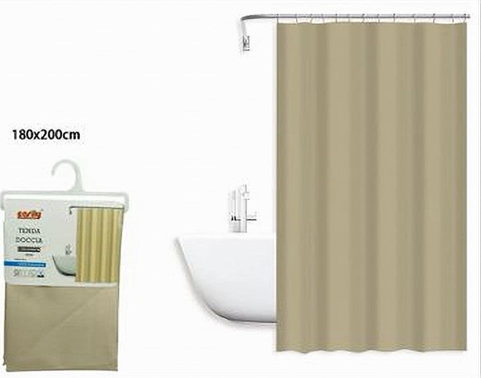 TENDA DOCCIA ANTIMUFFA IMPERMEABILE POLIESTERE 180X200CM GANCI BAGNO BEIGE 79859 - 2
