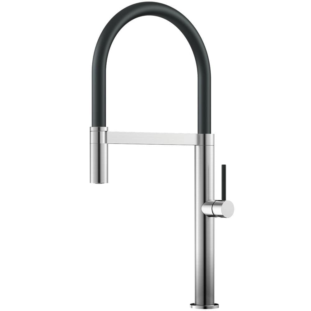 RUBINETTO MISCELATORE CUCINA ACCIAIO SATINATO NERO FLESSIBILE MONOCOMANDO 87350 - 4