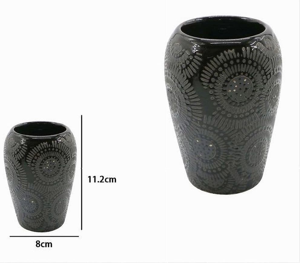 BICCHIERE PORTASPAZZOLINI CON MOTIVO ETNICO NERO ACCESSORI ARREDO DA BAGNO 79964 - 2