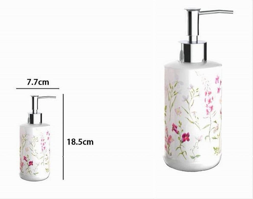 DISPENSER PER SAPONE LIQUIDO CON FIORI ACCESSORIO PORTASAPONE ARREDO BAGNO 69917 - 3