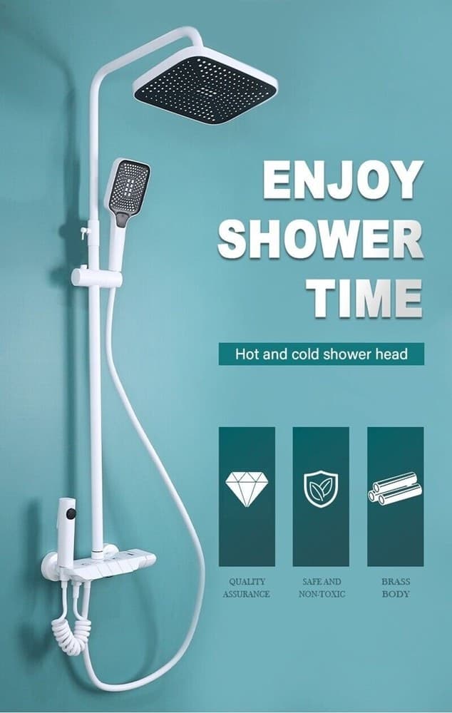 SET SALISCENDI BAGNO COLONNA DOCCIA RUBINETTO SOFFIONE DOCCETTA BIDET BIANCO 87345 - 7