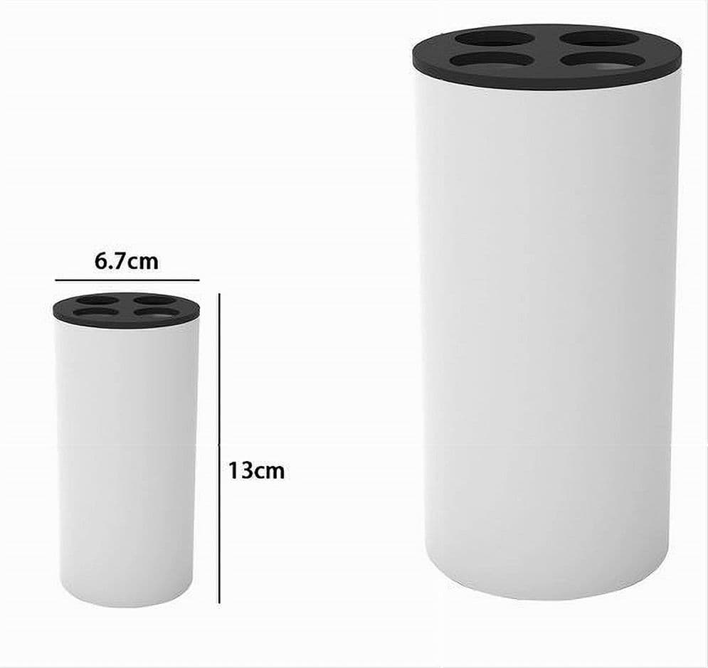 BICCHIERE PORTA SPAZZOLINI 4 FORI BIANCO NERO IN PLASTICA ACCESSORIO BAGNO 69773 - 2