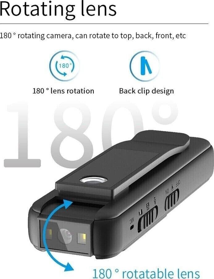 MINI TELECAMERA SPIA LCD CON LENTE GIREVOLE CON VISIONE NOTTURNA BODYCAM FULL HD - 11
