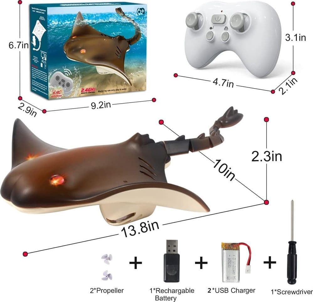 GIOCATTOLO DEVILFISH TELECOMANDATO SQUALO 2.4G RC SUBACQUEO PISCINA BAMBINI ESTATE - 7