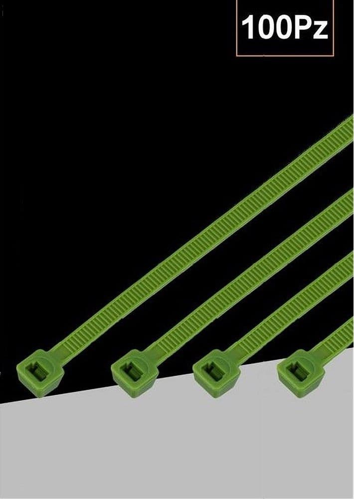 SET 100 PZ FASCETTE SERRACAVO AUTOBLOCCANTI IN NYLON VERDE 4.8MMX200MM 48-200-V - 2