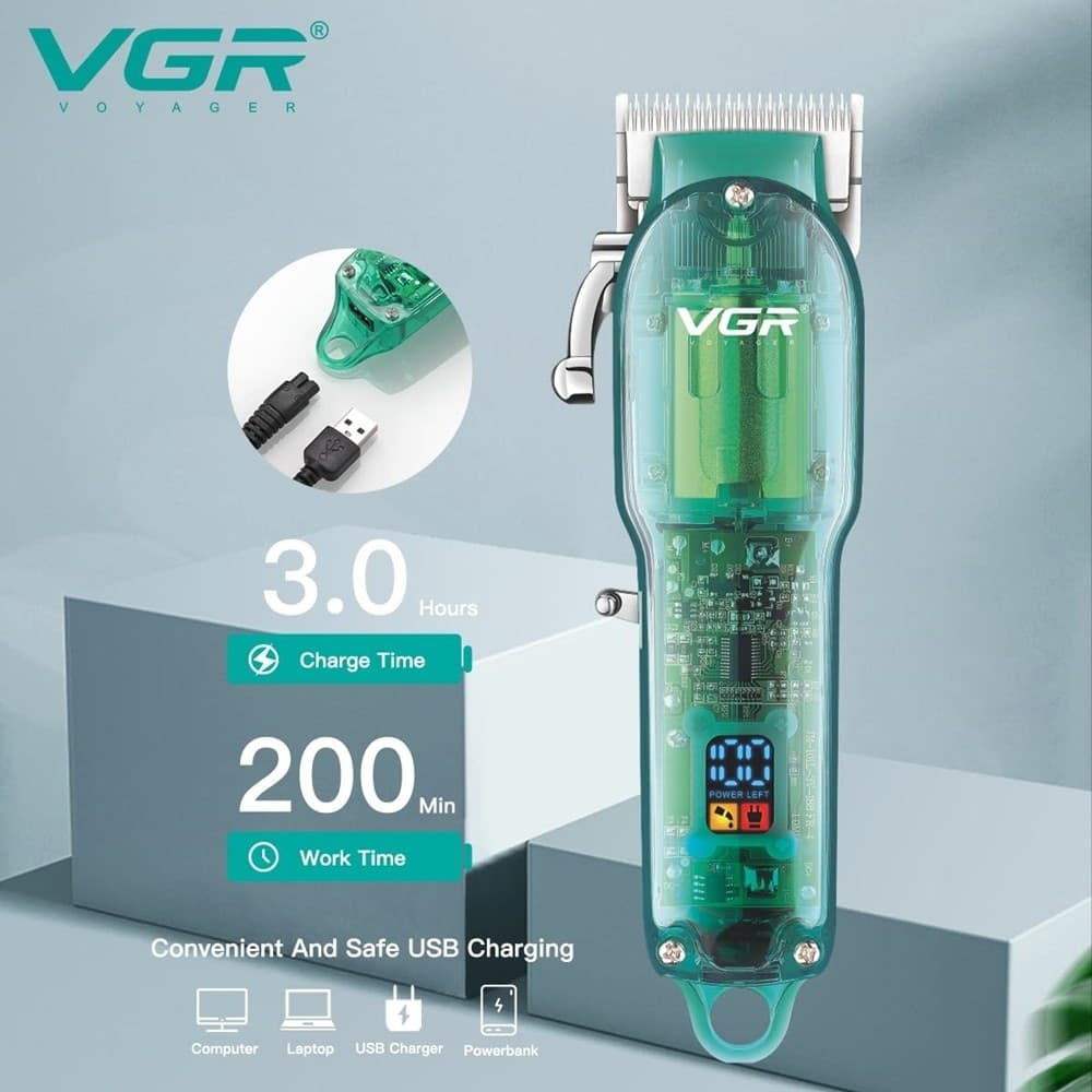 Tagliacapelli Professionale VGR V-660 | Rasoio Clipper Barber Uomo USB - 9