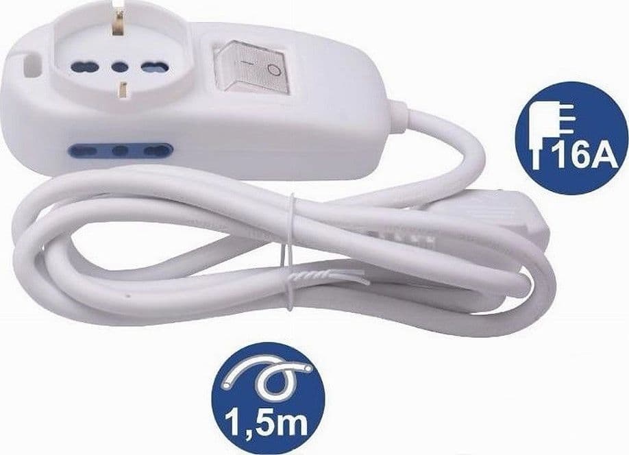 MULTIPRESA 1 USCITE UNIVERSALI + 2 BIPASSO 10/16A SPINA 16A CAVO 1.5 MT 80331N - 2