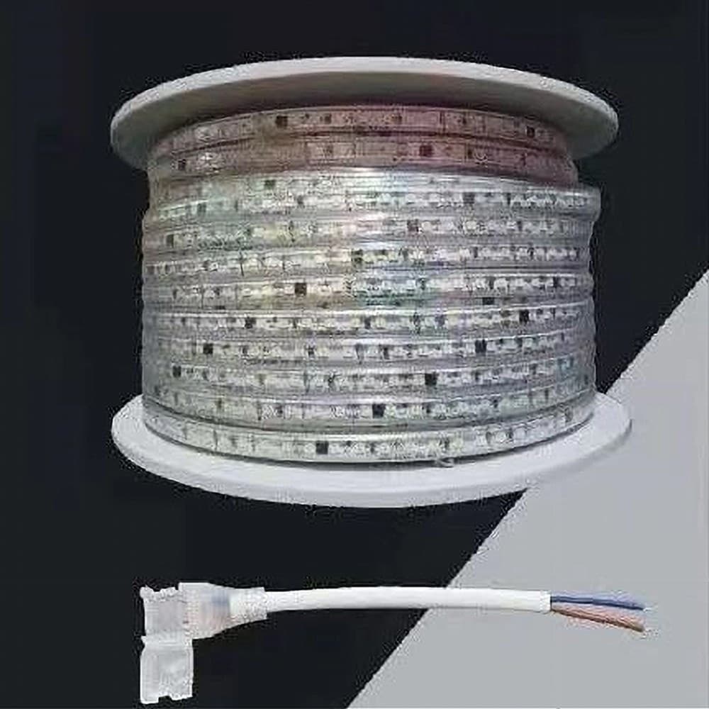 STRISCIA LED 3535 220V 12W/MT 120LED/MT 100 METRI 8 MM LUCE CELESTE 3535-120D-CE - 2