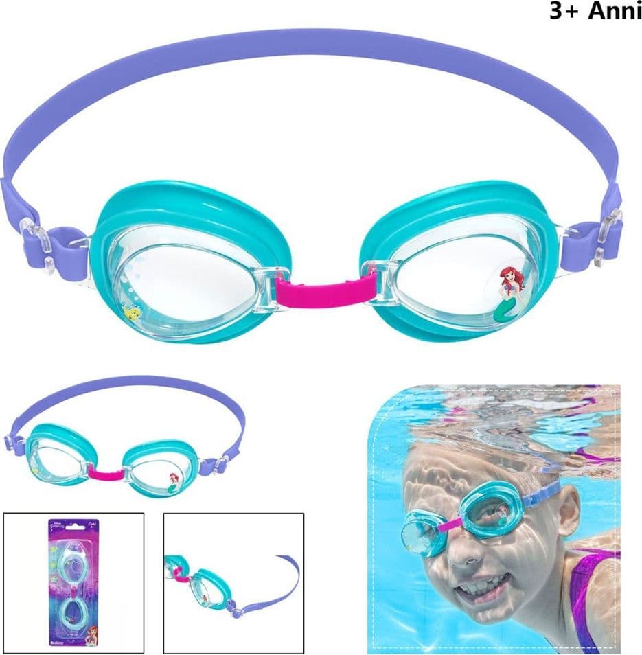 OCCHIALINI DISNEY PRINCIPESSA ARIEL BAMBINI REGOLABILI NUOTO PISCINA MARE ESTATE - 5